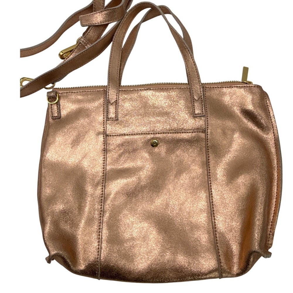 GIGI New York‎ Metallic Rose Gold Leather Tote Crossbody Bag Gold Hardware EUC